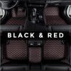 Black and red car mats with black diamond pattern - made in the UK
