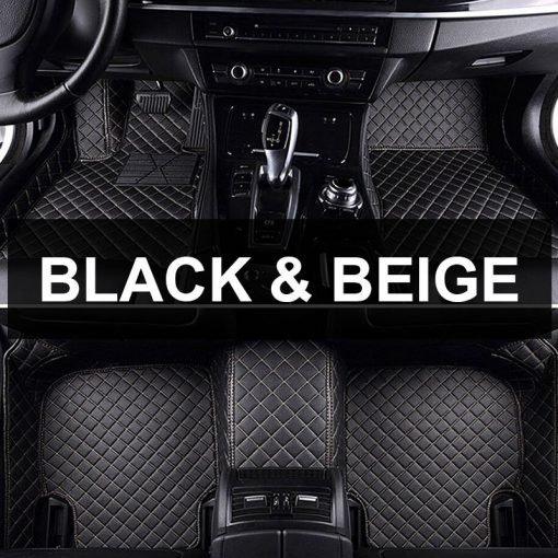 Black and beige car mats with black diamond pattern - made in the UK