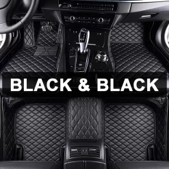 Black and black car mats with black diamond pattern - made in the UK