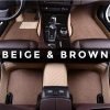 "beige and brown custom car mats - made in the UK"