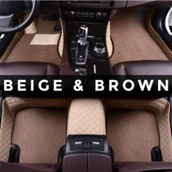 "tapis de voiture beige et marron personnalisés - fabriqués au Royaume-Uni"