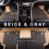 "beige and gray custom car mats - made in the UK"