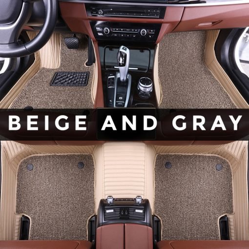 Brown and gray 3D car mats - made in the UK