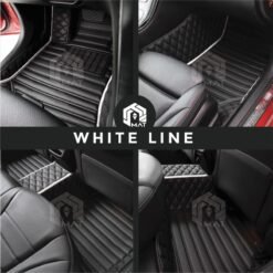 Crafted for class: White and black Sports diamond custom car floor mats by ToughMats