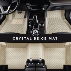 beige luxury car mats with crystal design - made in the UK