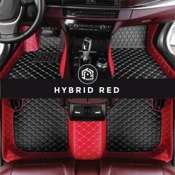 Red custom car mats for hybrid vehicles - made in the UK