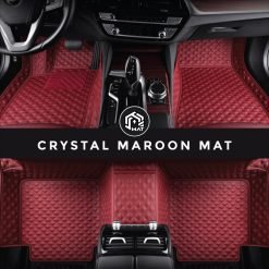 maroon luxury car mats with crystal design - made in the UK