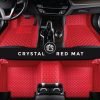 Red luxury car mats with crystal design - made in the UK