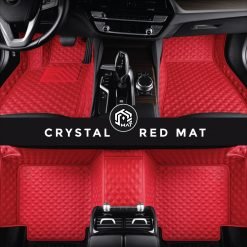 Red luxury car mats with crystal design - made in the UK