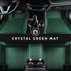 Green luxury car mats with crystal design - made in the UK