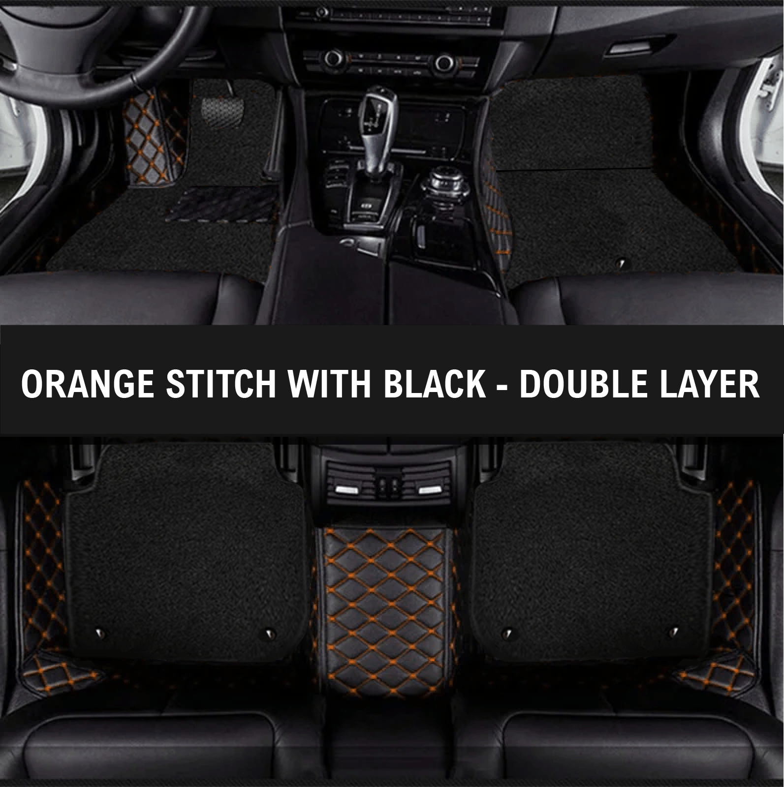 Orange Stitch - Double Layer Black Mats